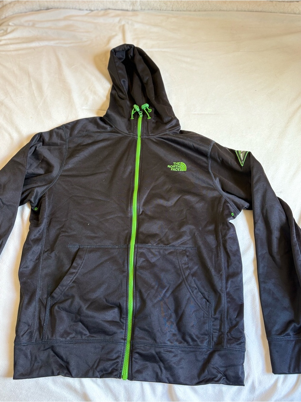 The North Face Black Hoodie Jacket with Neon Green Trim